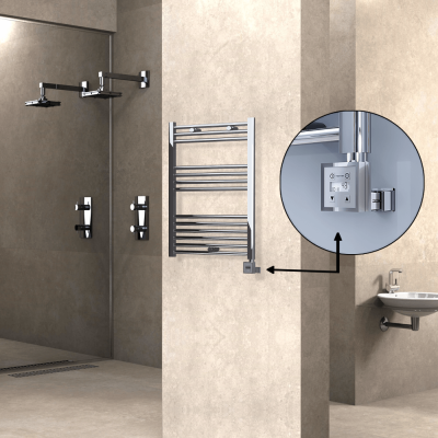  - HAITI Elektrikli Havlupan 600x800 Düz Krom (KTX3 Termostat) 300W (1)