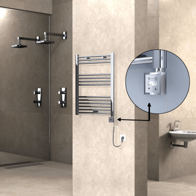 Radiva - HAITI Elektrikli Havlupan 600x800 Düz Krom (KTX3 Termostat) 300W Spiral Kablolu (1)