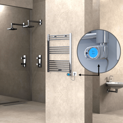 HAITI Elektrikli Havlupan 600x800 Düz Krom (Musa Termostat) 300W - Thumbnail 1HAI06000800DK1PE3030