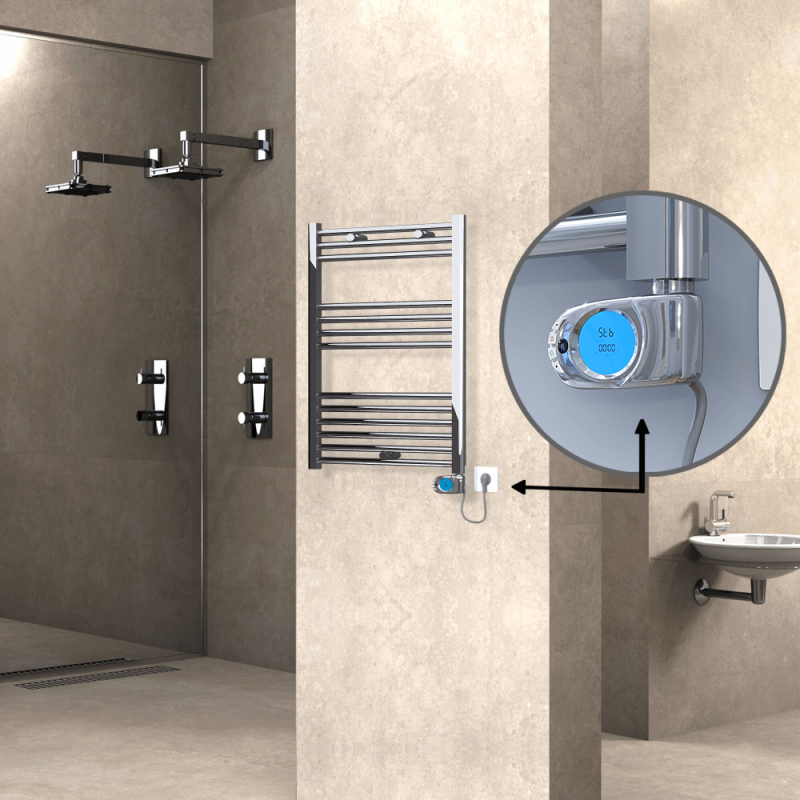 HAITI Elektrikli Havlupan 600x800 Düz Krom (Musa Termostat) 300W - 1HAI06000800DK1PE3030