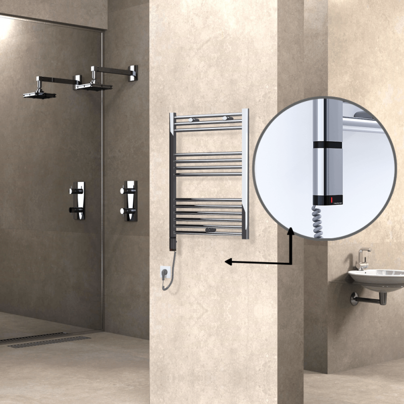 HAITI Elektrikli Havlupan 600x800 Düz Krom (OneD On/Off ) Sol 300W - 1HAI06000800DK1PE9030