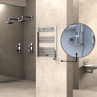 Radiva - HAITI Elektrikli Havlupan 600x800 Düz Krom (Thesis Termostat) 300W (1)