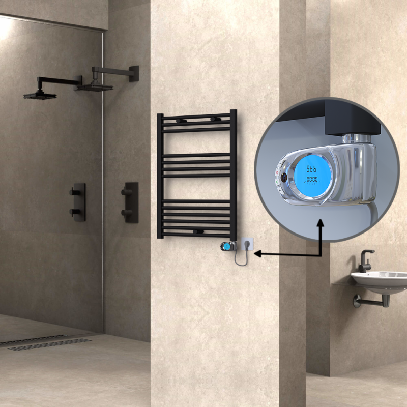 HAITI Elektrikli Havlupan 600x800 Düz Siyah (Musa Termostat) 300W - 1HAI06000800DB3ME3030