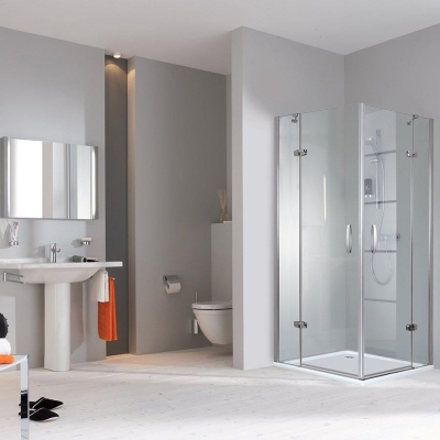 HÜPPE - Hüppe Duş Kabini Aura Kare 90 x 90 cm - İki Sabit Cam İki Menteşeli Kapı (1)