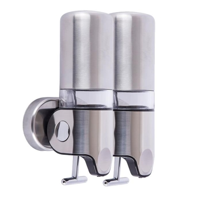 BOCCHI - İkili Sıvı Sabunluk, Şampuanlık 450 ml x 2 Mat Paslanmaz Çelik