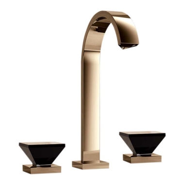 JORGER - Jörger Empire Royal Crystal 3 Delikli Lavabo Bataryası Altın/Siyah - 1