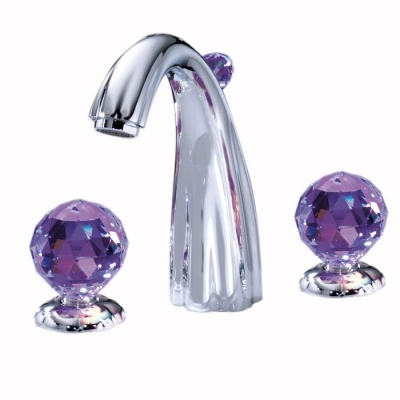 JORGER - Jörger Florale Crystal 3 Delikli Lavabo Bataryası Krom Ametist - 1