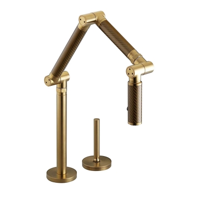 KOHLER - Kohler Eviye Bataryası Karbon Dirsekli, Brushed Gold - 1