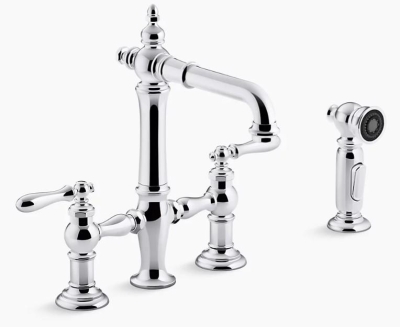 KOHLER - Kohler Artifacts 4 Delik Spreyli Köprü Barlı Eviye Bataryası, Krom - 3