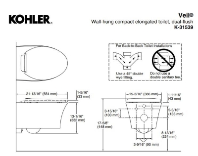 Kohler Asma Klozet Veil Beyaz - Thumbnail 10KOH31539-0