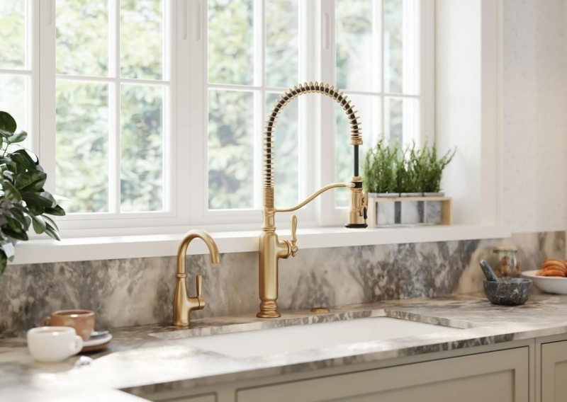 Kohler Eviye Bataryası Tournant Profesyonel, Mat Altın - 10KOH77515-2MB