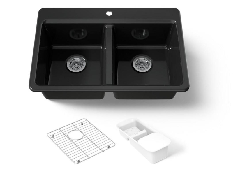 Kohler Eviye Riverby Çift Hazneli Siyah - 10KOH8679-1A2-7