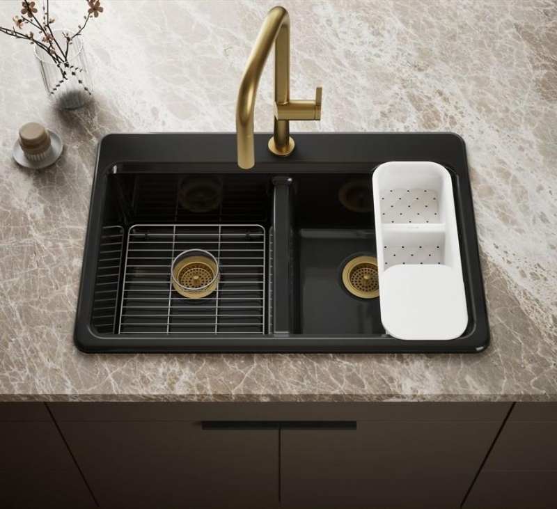 Kohler Eviye Riverby Çift Hazneli Siyah - 10KOH8679-1A2-7