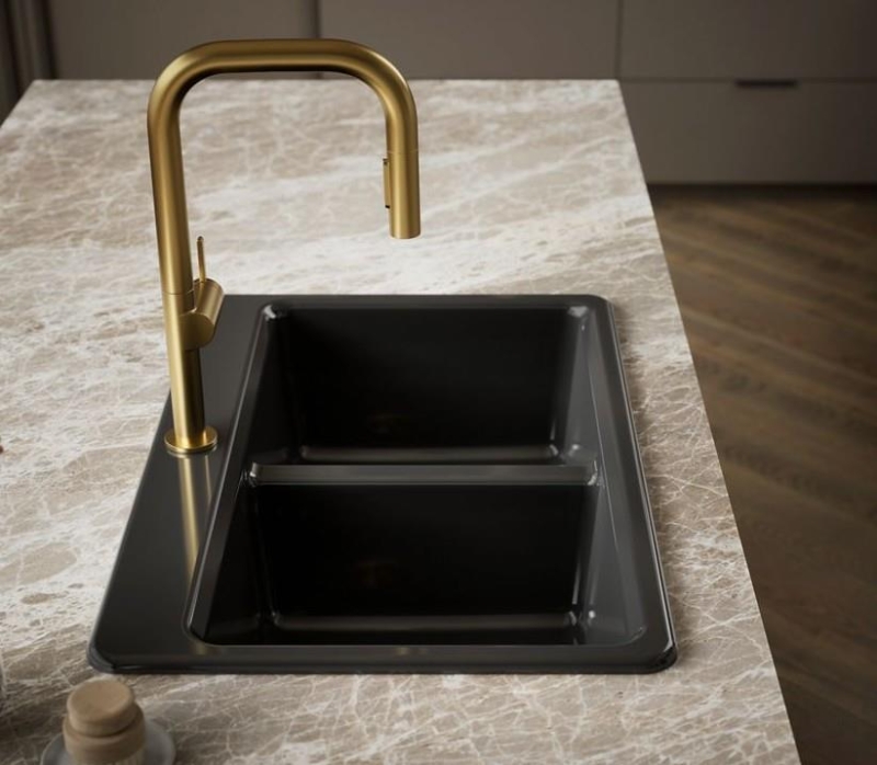 Kohler Eviye Riverby Çift Hazneli Siyah - 10KOH8679-1A2-7