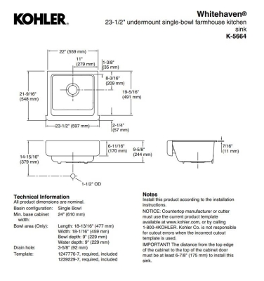Kohler Eviye Whitehaven Tezgahaltı Ice Grey - Thumbnail 10KOH5664-95