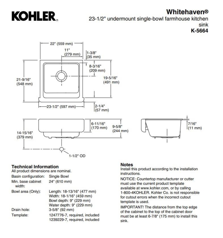 Kohler Eviye Whitehaven Tezgahaltı Ice Grey - 10KOH5664-95