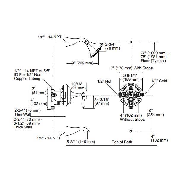 Kohler Duş Sistemi Finial Traditional Presure Balans Ankastre - 11KOH-T312-4P-CP