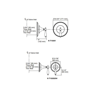 KOHLER - Kohler Gizli Taharat - Açma Kapama Valfi Ankastre Dış Kapak Finial Krom Ük