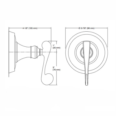 KOHLER - Kohler Gizli Taharat - Açma Kapama Valfi Ankastre Dış Kapak Revival Scroll Handle Altın Ük