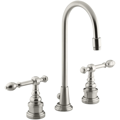 KOHLER - Kohler Lavabo Bataryası IV. Georges Brass Yüksek Boyunlu , Fırçalanmış Nikel - 2