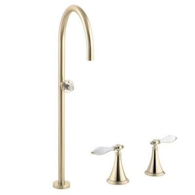 Kohler - Kohler Küvet Dolum Finial Gaga Takımı Yerden Polished Brass - 1