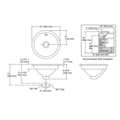 Kohler Lavabo 30,5 cm İron Plains Çivit Mavi - Thumbnail 10KOH20211-BL-DGB