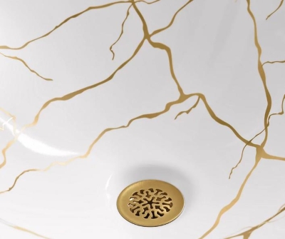 KOHLER - Kohler Lavabo Aureus Şamot Çanak, Beyaz Üzeri Desenli (1)