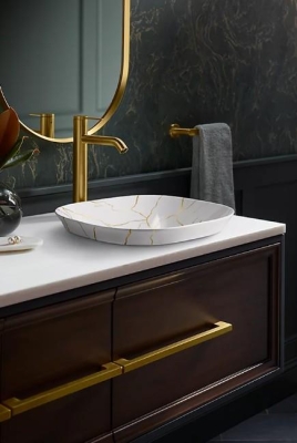Kohler Lavabo Aureus Şamot Çanak, Beyaz Üzeri Desenli - Thumbnail 10KOH28038-AUR-0