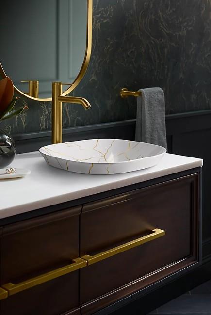 Kohler Lavabo Aureus Şamot Çanak, Beyaz Üzeri Desenli - 10KOH28038-AUR-0