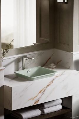 Kohler Lavabo Iron Plains Döküm Banyo Lavabosu Kavak Yeşil - Thumbnail 10KOH5400-PAG-42