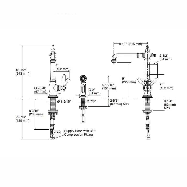 Kohler Lavabo Bataryası Çanak Purist, Modern Brushed Gold - 10KOH14404-4A-BGD