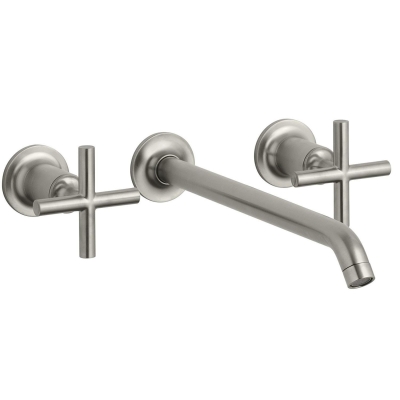 Kohler - Kohler Lavabo Bataryası Purist Duvardan Ankastre Fırçalanmış Nikel - 1