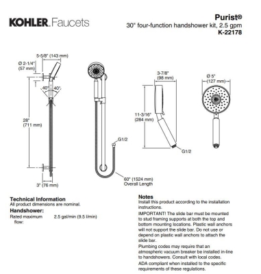 KOHLER - Kohler Purist El Duşu Takımı 