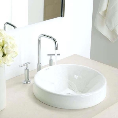 KOHLER - Kohler Lavabo Bataryası Puristic Çubuk Volan 3 Delikli Polished Krom