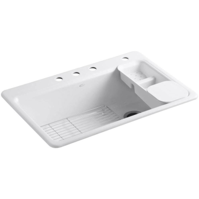 KOHLER - Kohler Eviye Riverby 4 Delikli Döküm, Beyaz - 1