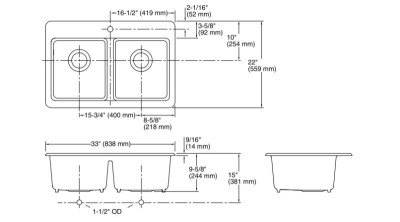 Kohler Riverby Döküm Eviye Beyaz - Thumbnail 10KOH8679-1A2-0
