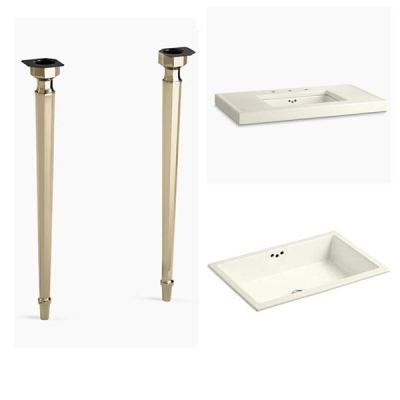 Kohler - Kohler Lavabo Takımı Saree Altın Ayaklı - 1