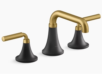 KOHLER - Kohler Tone 3 Delik Lavabo Bataryası, Mat Siyah - Altın - 2