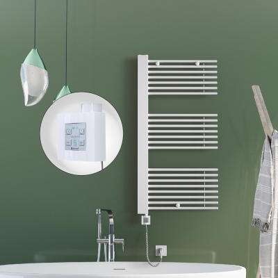 Radiva - MALE Elektrikli Havlupan 600x1190 Beyaz (KTX4 Termostat) 1000W Spiral Kablolu