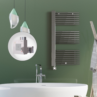 Radiva - MALE Elektrikli Havlupan 600x1190 Krom (KTX1 Termostat) 600W Spiral Kablolu