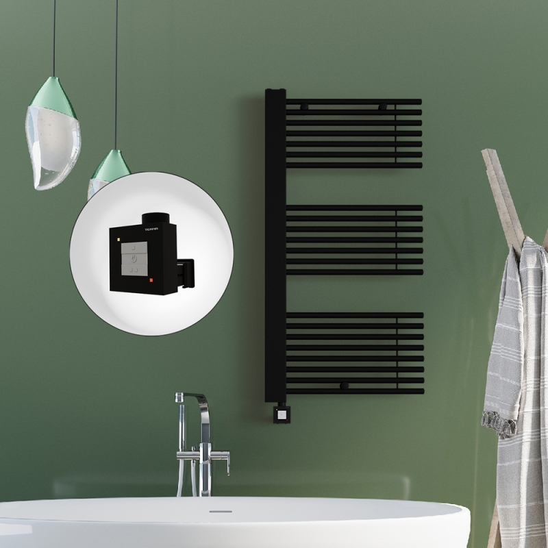 MALE Elektrikli Havlupan 600x1190 Siyah (KTX1 Termostat) 1000W Spiral Kablolu - 1MAL06001190B3MEB100-K