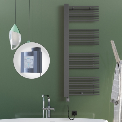 Radiva - MALE Elektrikli Havlupan 600x1600 Antrasit (KTX4 Termostat) 1000W Spiral Kablolu (1)