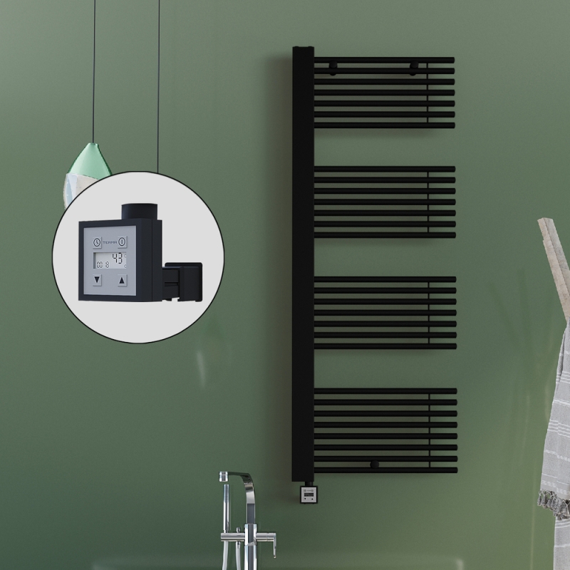 MALE Elektrikli Havlupan 600x1600 Siyah (KTX3 Termostat) 1000W Spiral Kablolu - 1MAL06001600B3ME7100-K