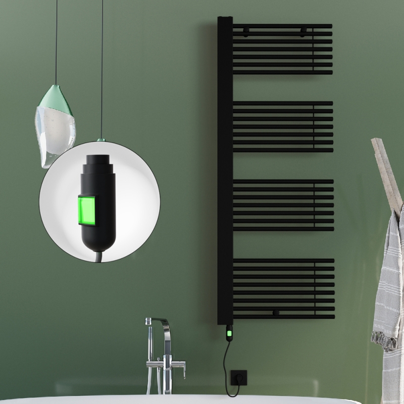 MALE Elektrikli Havlupan 600x1600 Siyah (On/Off Düğmeli) 900W - 1MAL06001600B3ME1090