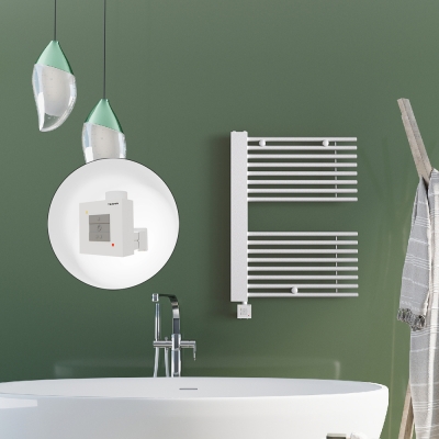 Radiva - MALE Elektrikli Havlupan 600x800 Beyaz (KTX1 Termostat) 600W Spiral Kablolu