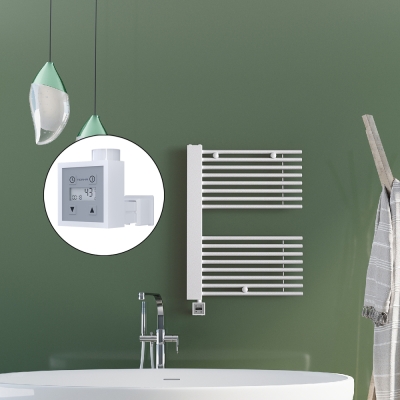 Radiva - MALE Elektrikli Havlupan 600x800 Beyaz (KTX3 Termostat) 600W Spiral Kablolu