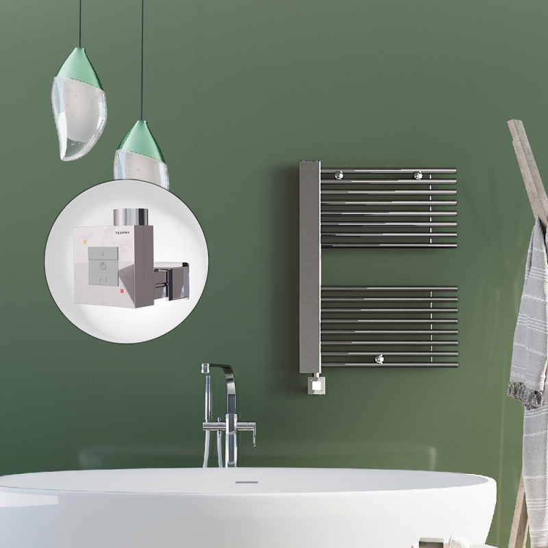 MALE Elektrikli Havlupan 600x800 Krom (KTX1 Termostat) 300W Spiral Kablolu - 1MAL06000800K1PEB030-K