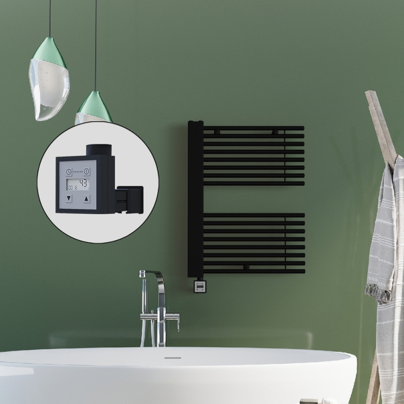 MALE Elektrikli Havlupan 600x800 Siyah (KTX3 Termostat) 600W Spiral Kablolu - 1MAL06000800B3ME7060-K