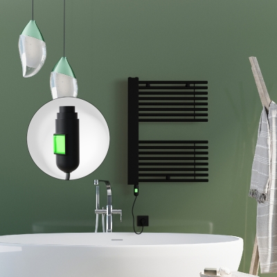 Radiva - MALE Elektrikli Havlupan 600x800 Siyah (On/Off Düğmeli) 600W