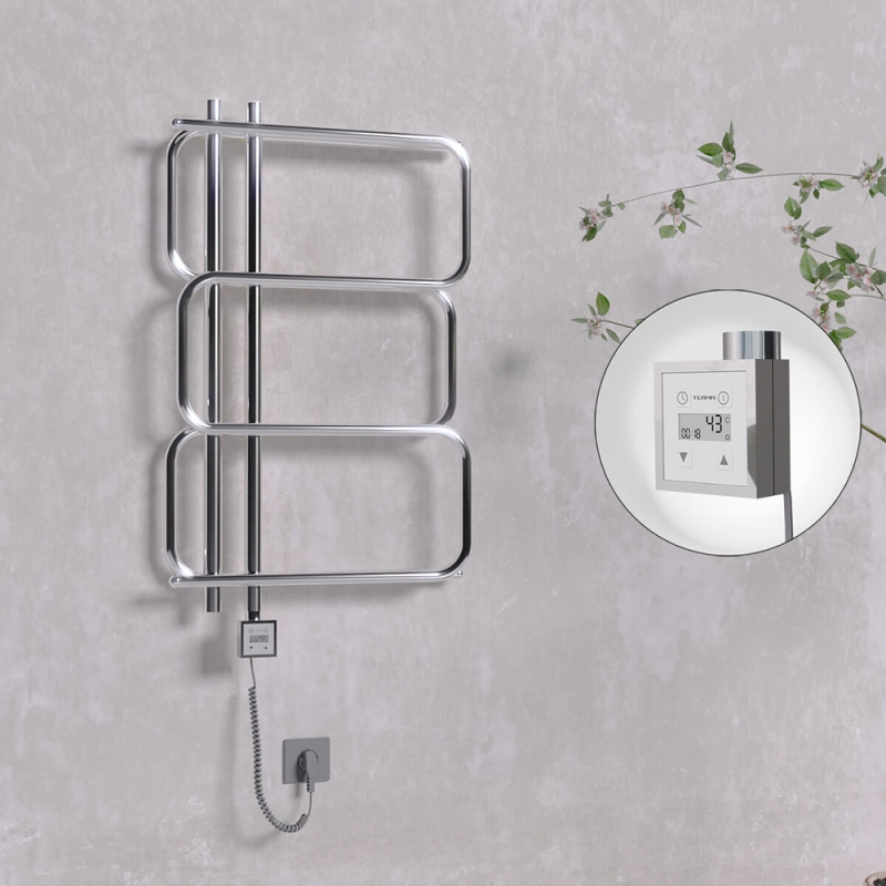 MATSU Elektrikli Havlupan 540x884 Krom (KTX3 Termostat) 200W Spiral Kablolu - 1MAT05400884K1PE7020-K